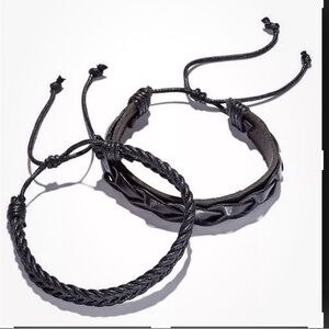 RA Rogue Accessories‎ Braided Leather/Cord 2-Piece Men’s Bracelet Set NWT